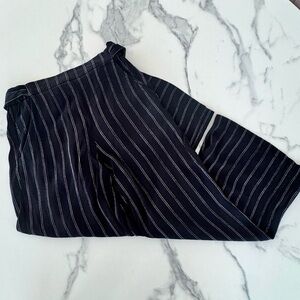Aritzia Wilfred Cropped Black Pants with White Pinstripes